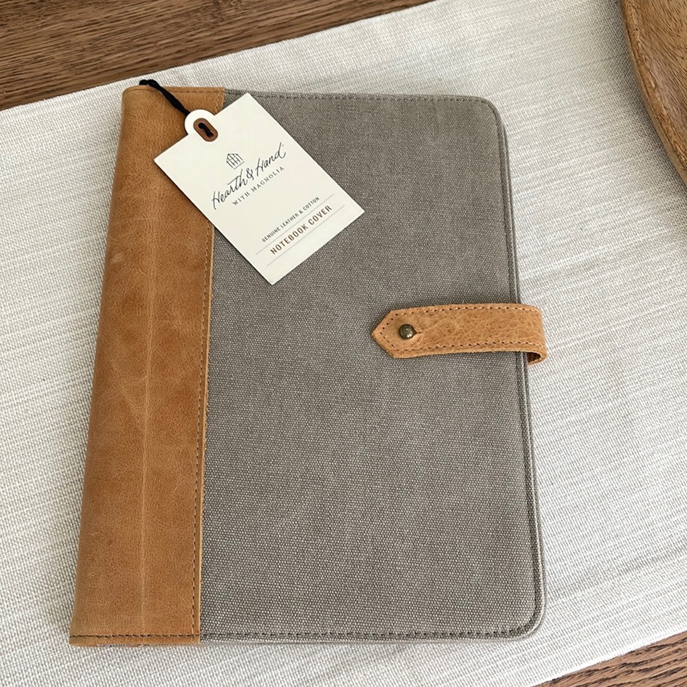 ***Discontinued*** NEW Hearth & Hand Genuine Leather & Cotton Notebook Cover ~